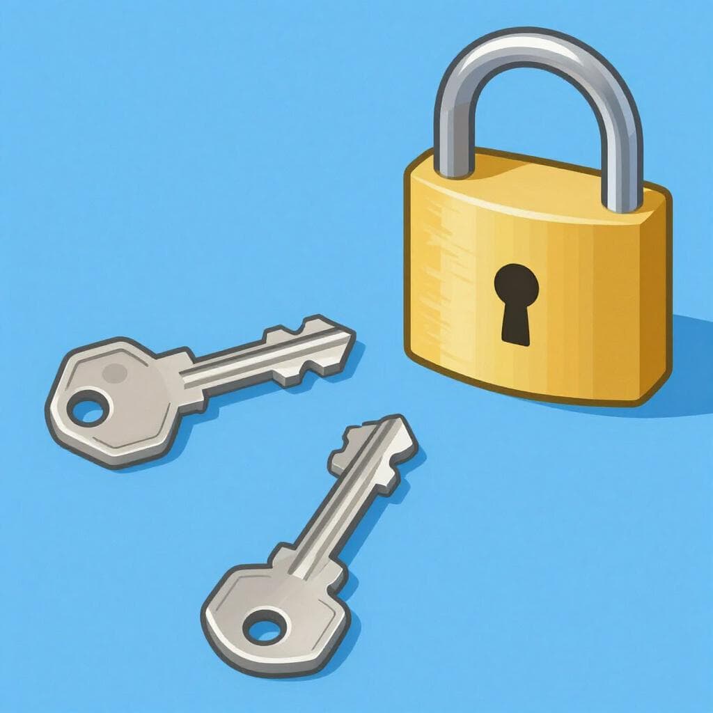 Zwei verschiedene Schlüssel, die beide ein goldenes Schloss öffnen.