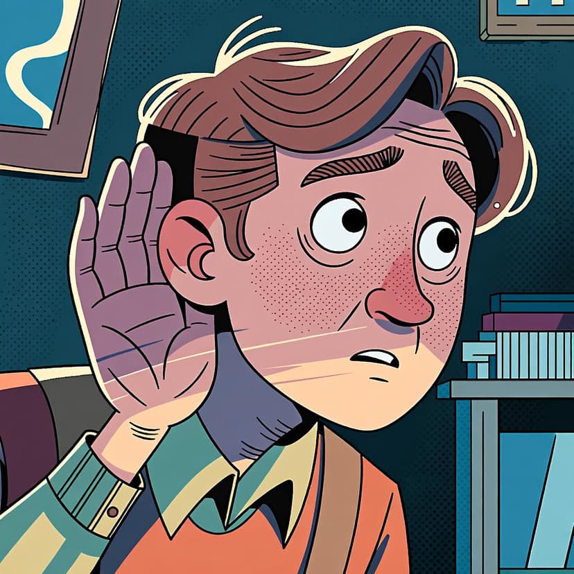 A person cupping their hand to their ear to hear more clearly.