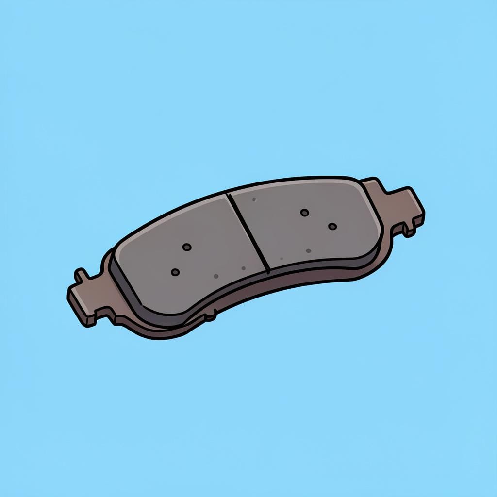 A single automotive brake pad showing the friction material and metal backing.
