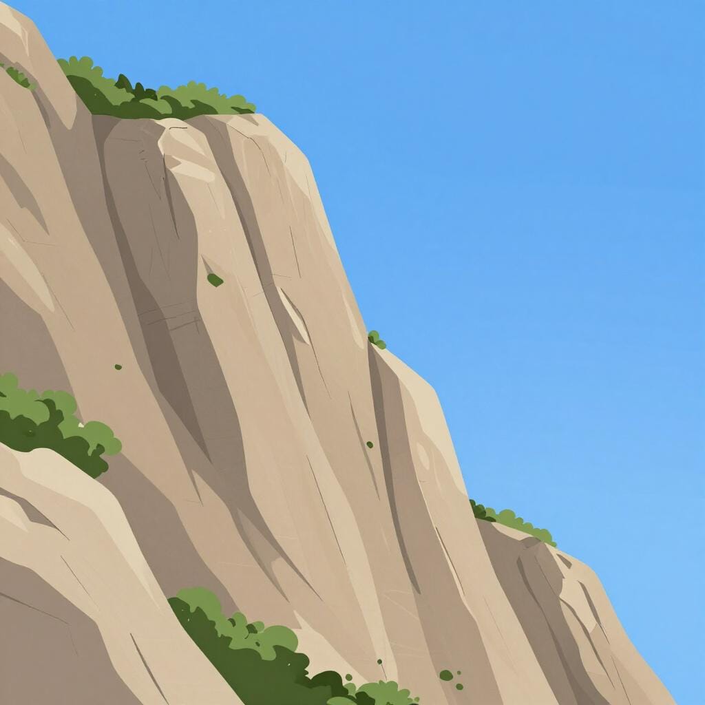Eine hochwertige Illustration der Seite eines großen Steinfelsens.