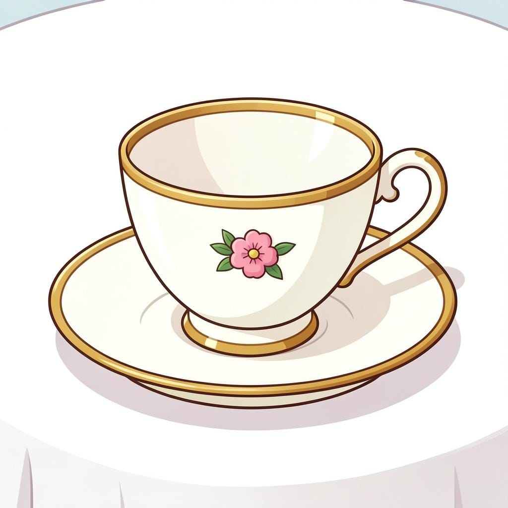 A sophisticated porcelain teacup with a delicate floral pattern on a saucer.