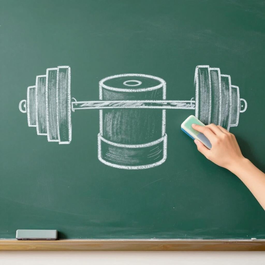 A friendly person erasing a large number written on a chalkboard with a big smile.