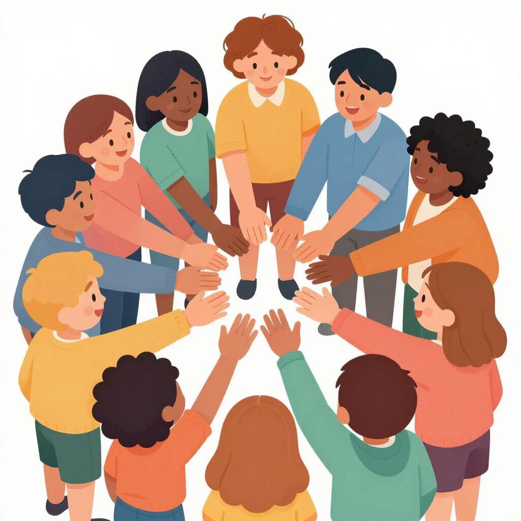 Un groupe d'amis heureux mettant leurs mains ensemble en cercle pour se mettre d'accord sur un plan.