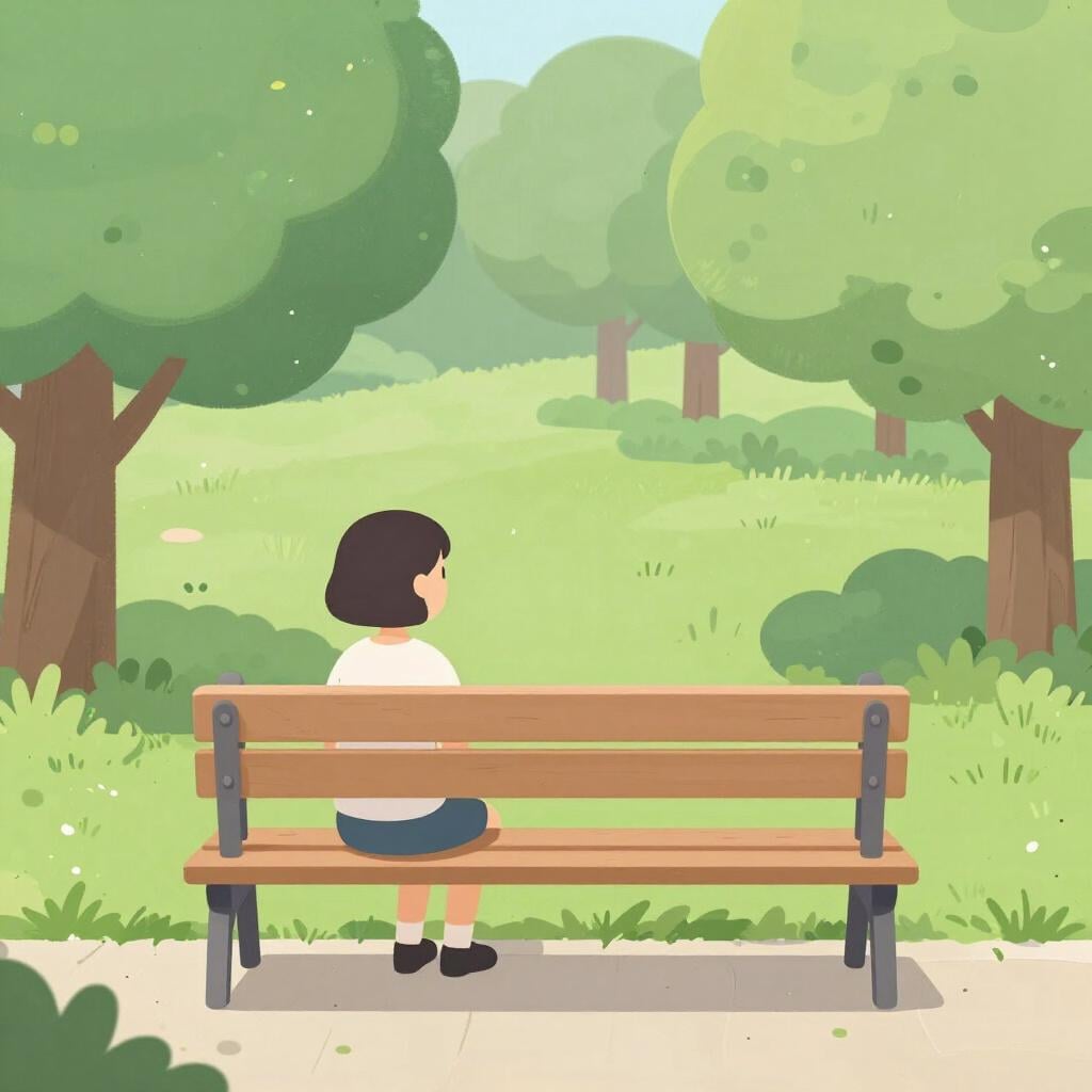 A person waiting at a park bench looking at an empty space where someone should be.