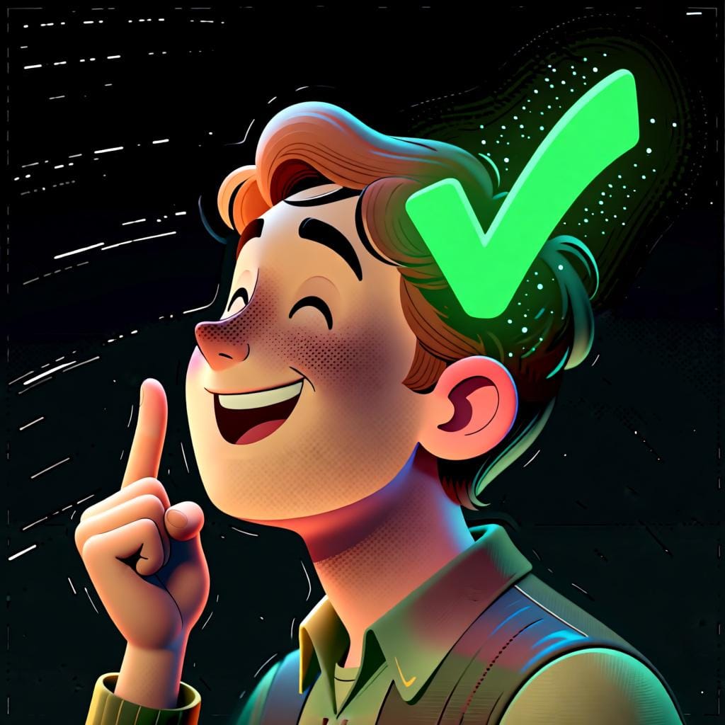 Una persona che annuisce con un segno di spunta verde accanto, indicando accordo o una risposta positiva.