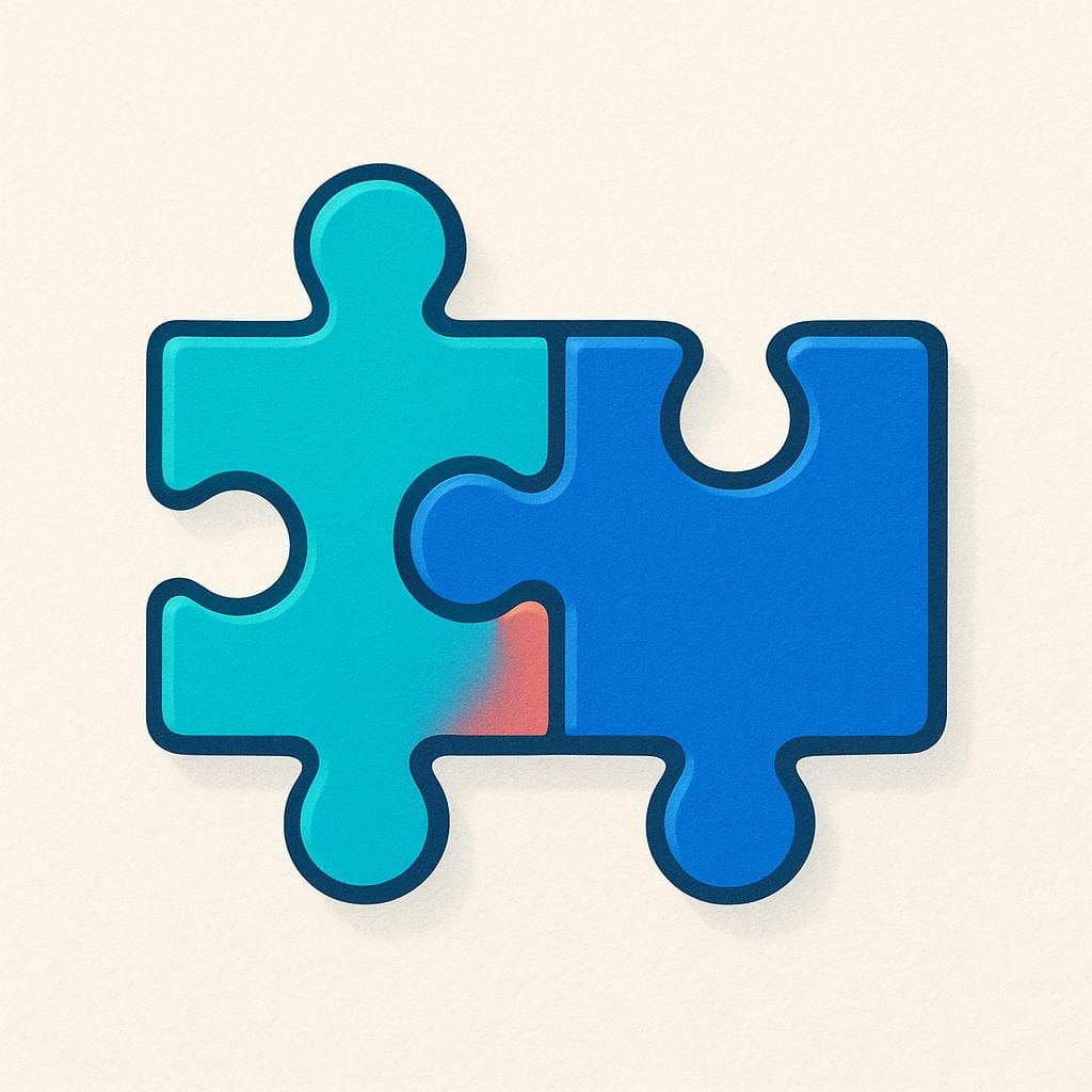 Two brightly colored, complex puzzle pieces fitting together exactly, symbolizing factual truth.