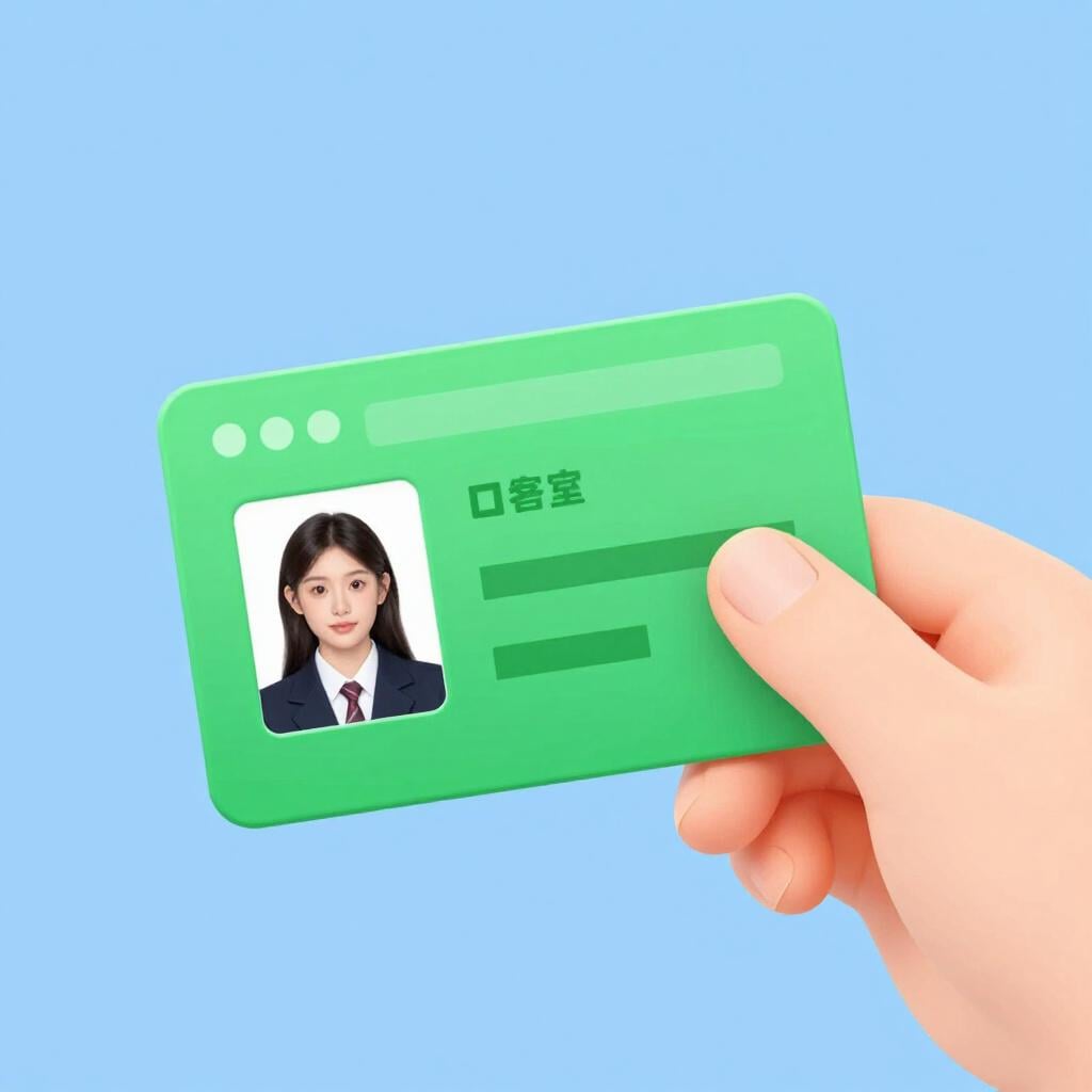 새로운 공식 문서임을 상징하는 금색 칩이 있는 신선하고 녹색인 플라스틱 카드를 들고 있는 손.