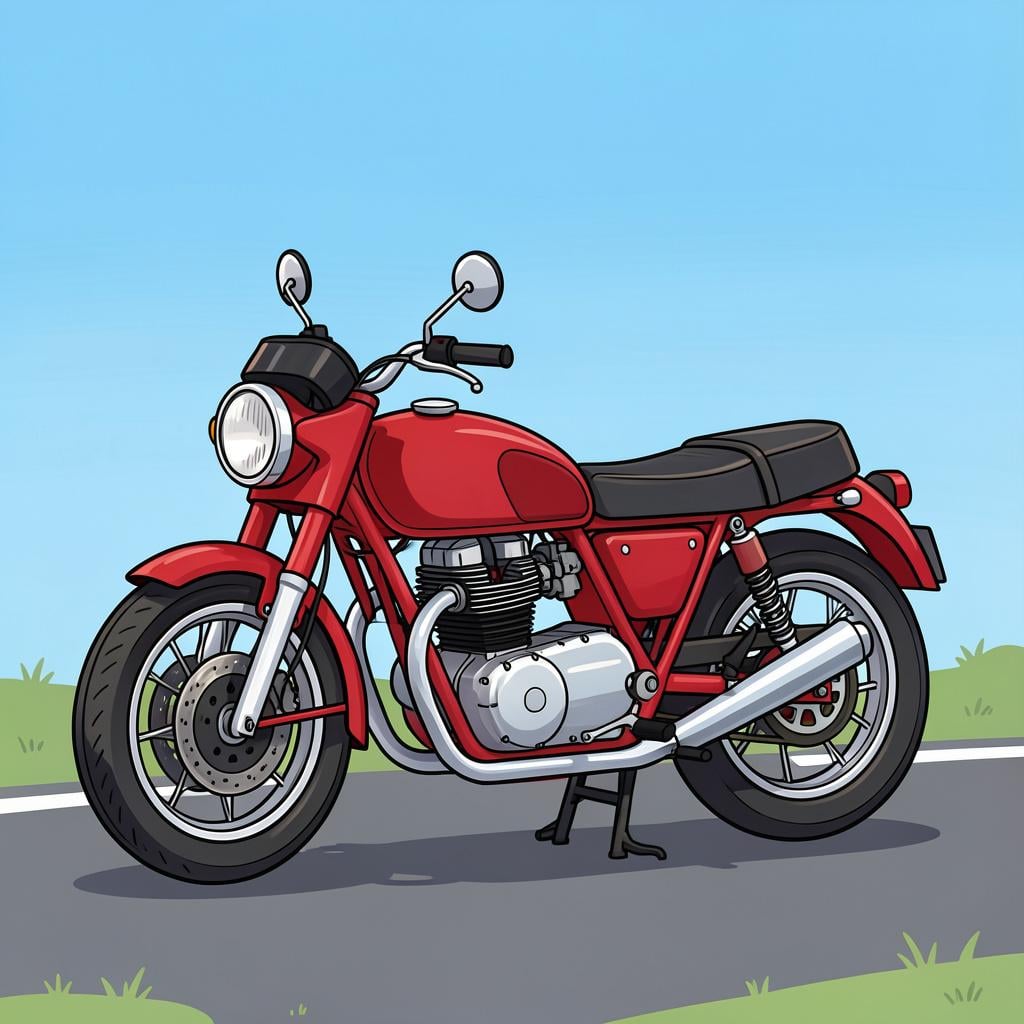 A sleek, colorful motorcycle parked on a quiet street.