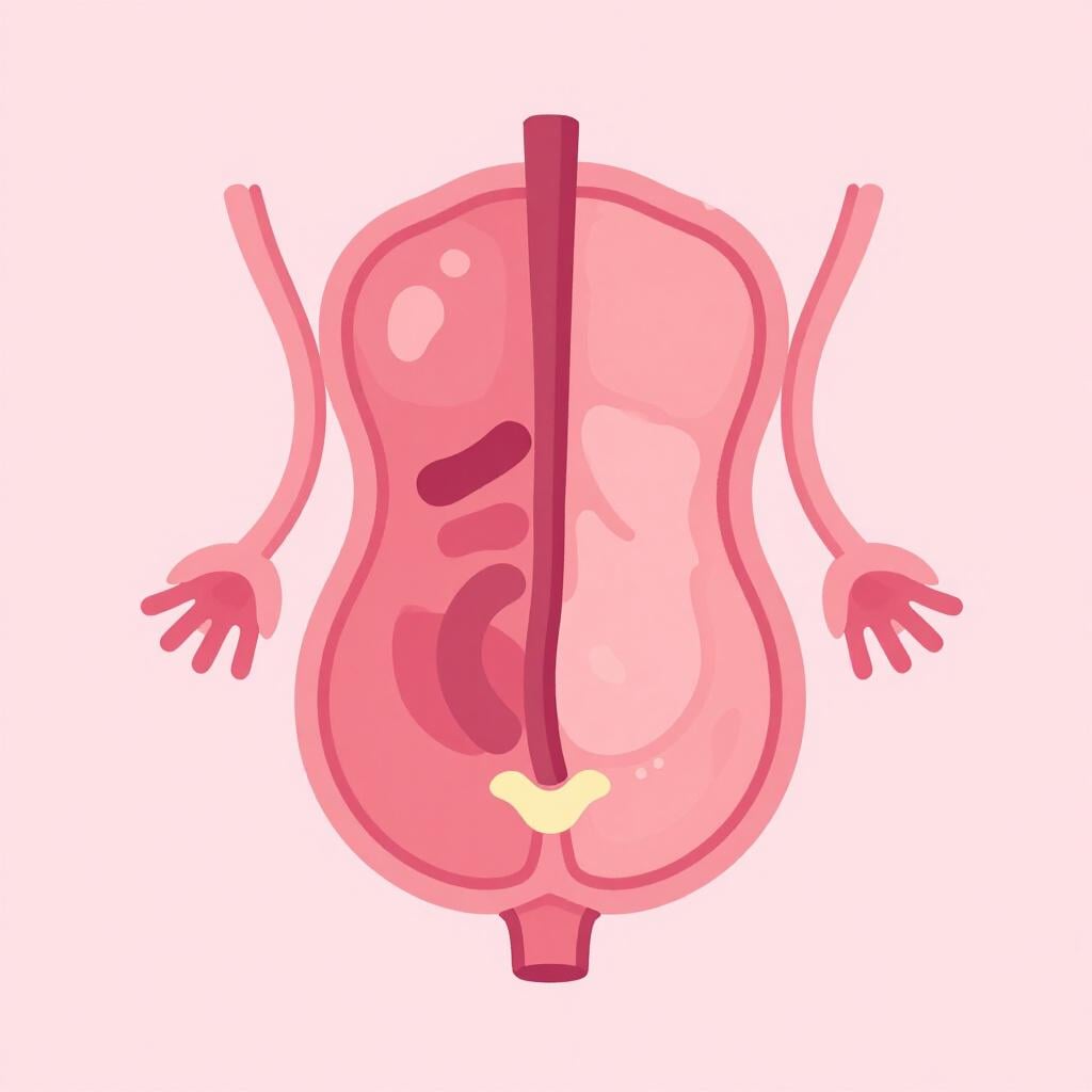 A simple, soft illustration of a stylized human womb.