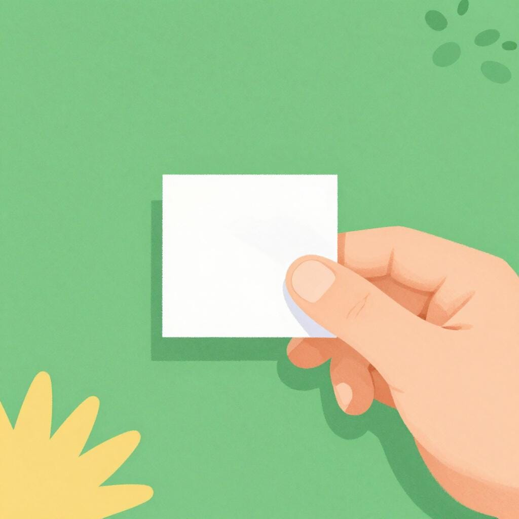 A tiny piece of paper hidden in a person's palm.