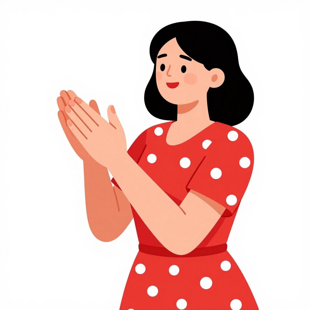 A woman in a traditional Spanish dress clapping her hands with focus.