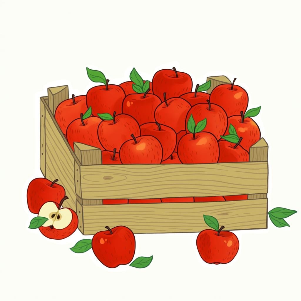 A simple wooden crate filled perfectly level with bright red apples, symbolizing the necessary quantity required for a task.