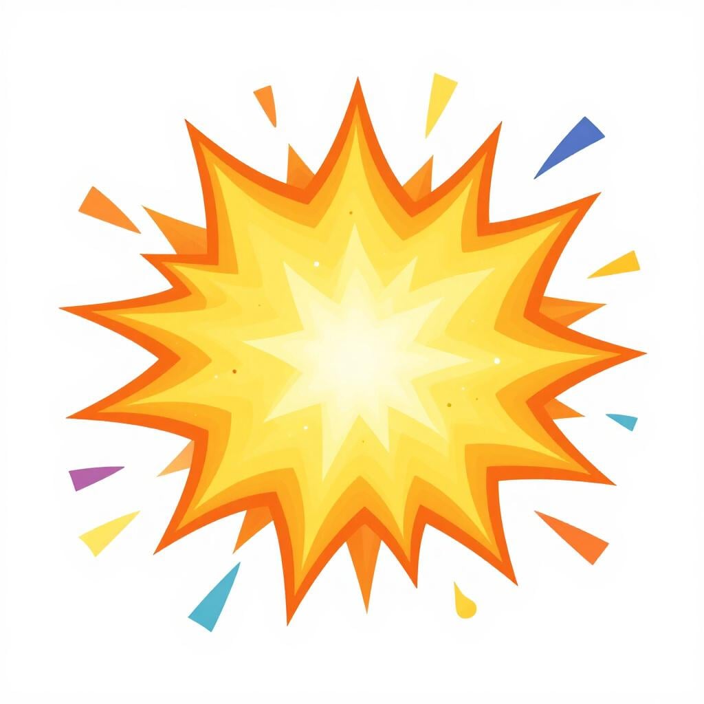 Een kleurrijke explosie van confetti en rook.