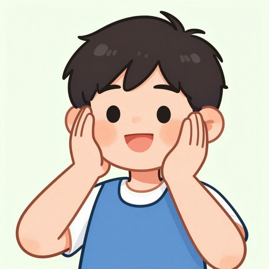 Een vriendelijk persoon die met een brede glimlach knikt.