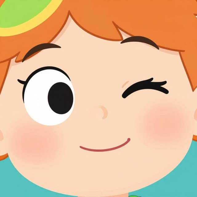 Gros plan d'un visage de dessin animé amical montrant un œil fermé et un œil ouvert pour représenter le clignement des yeux.