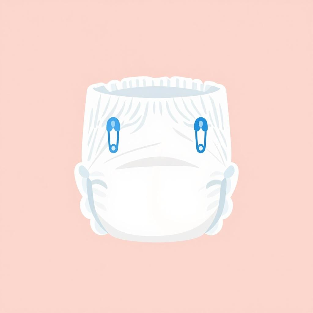 A white cloth baby diaper with simple safety pins on a soft blue background.