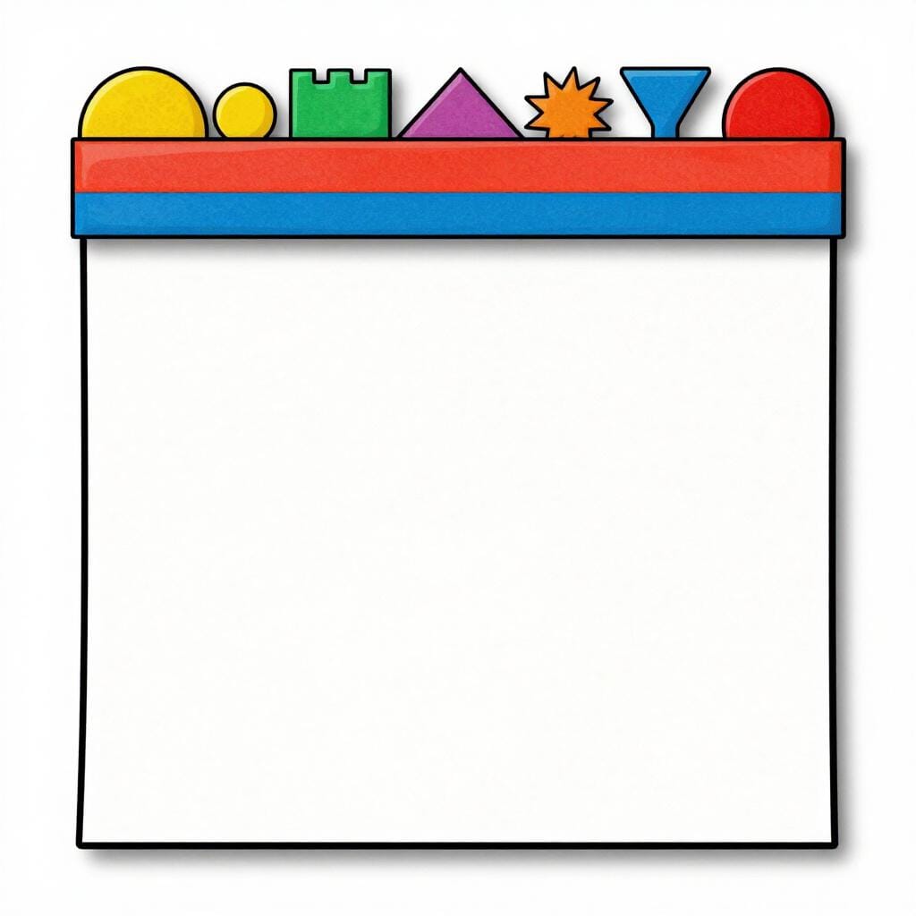 A large, bold, colorful title placed at the very top of a clean sheet of paper.