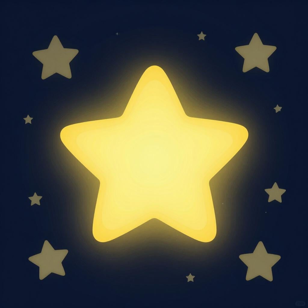 A single bright yellow star shining brightly among several smaller, dull gray stars.