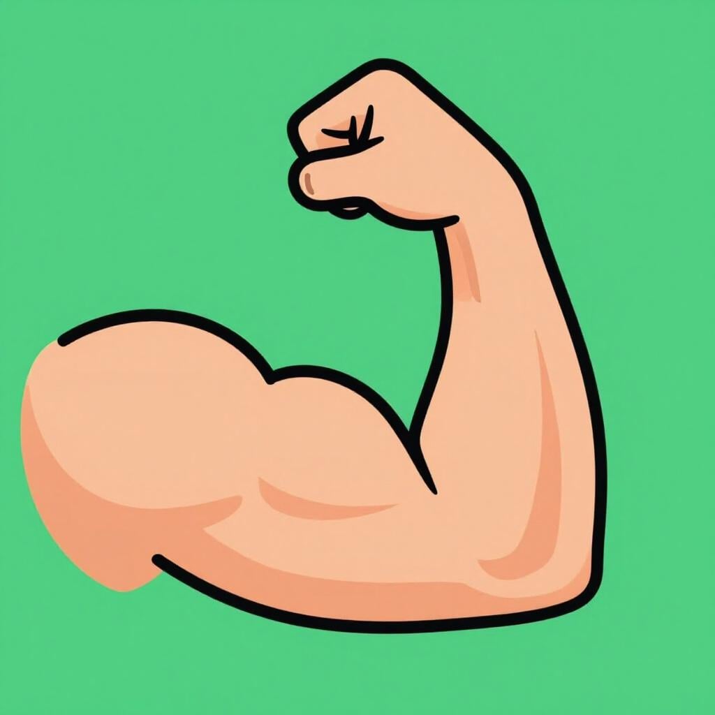 A close-up of a strong arm with a flexed bicep muscle.