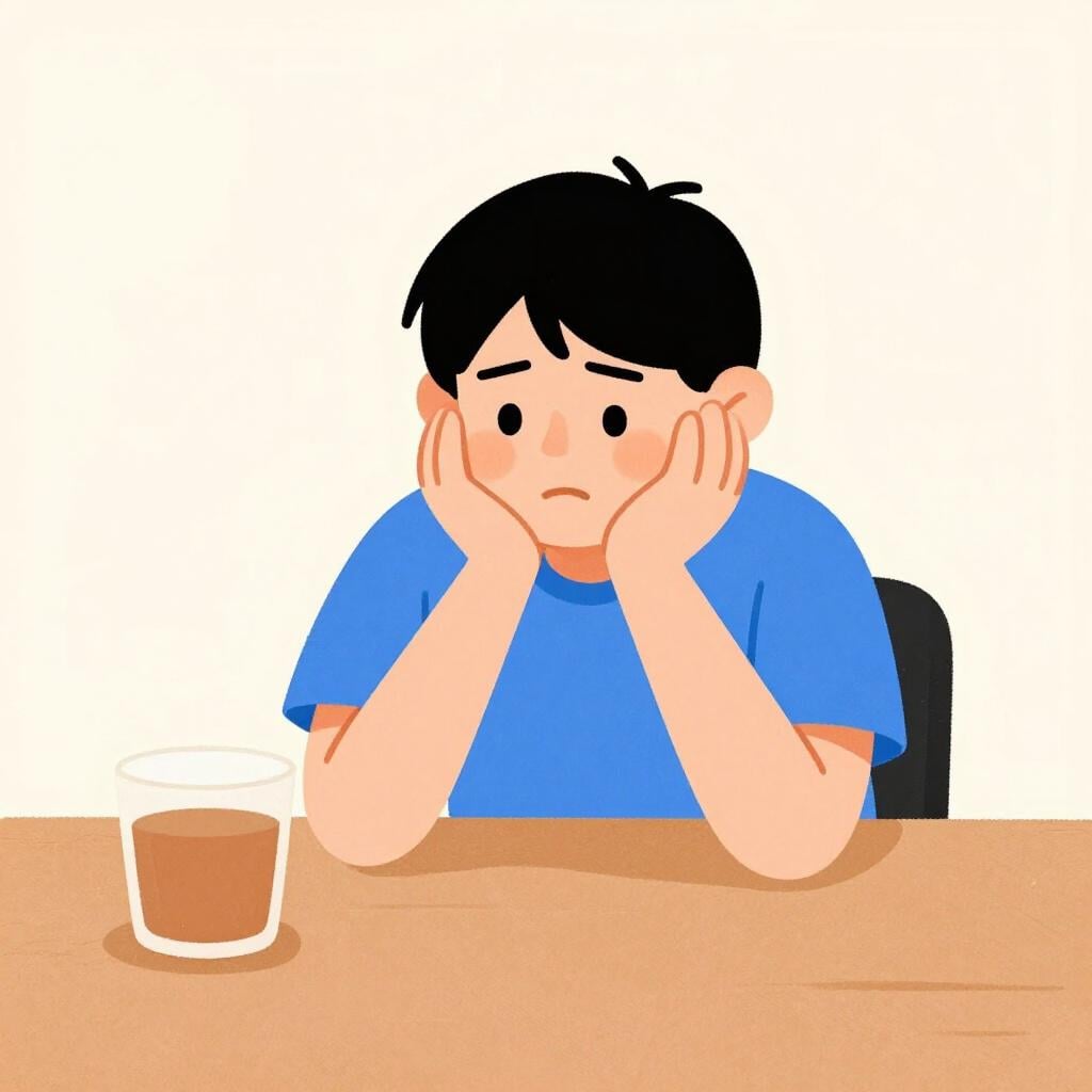 Una persona che sembra estremamente stanca e annoiata mentre ascolta qualcuno parlare.