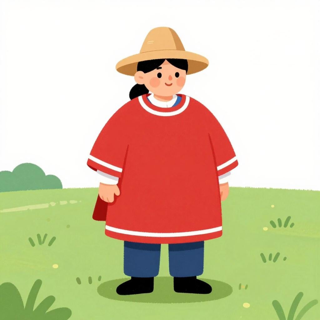 Una persona che indossa una manta cilena tradizionale e un cappello.