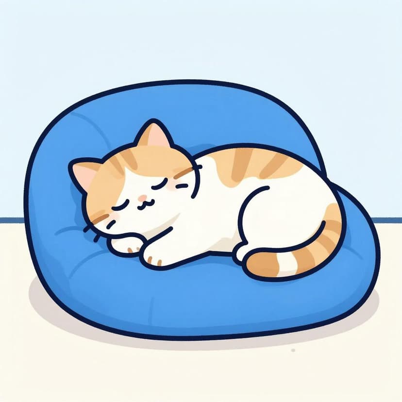 A peaceful cat curled up and sleeping on a soft pillow.