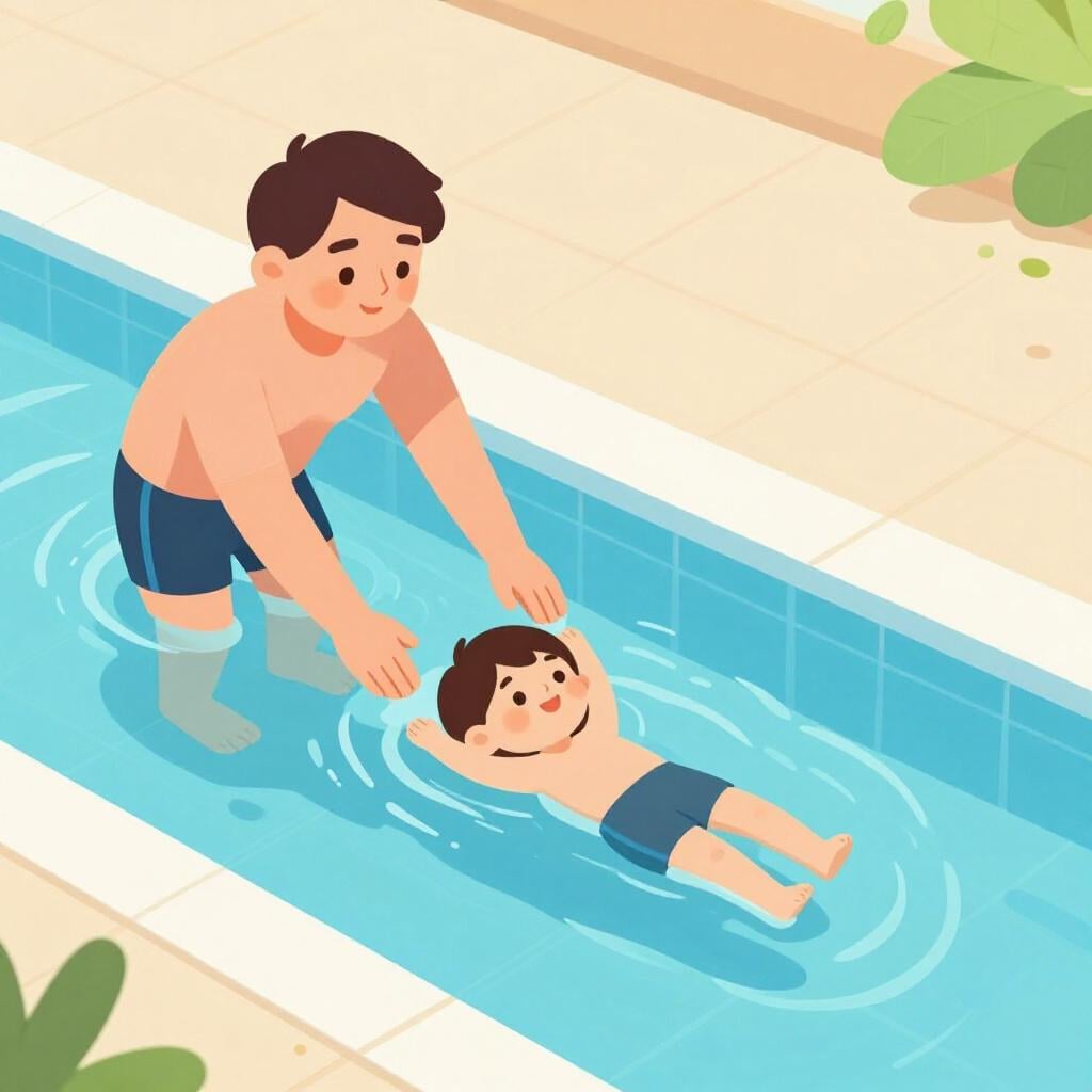 Un moniteur de natation montrant à un élève comment bouger ses bras dans une piscine.