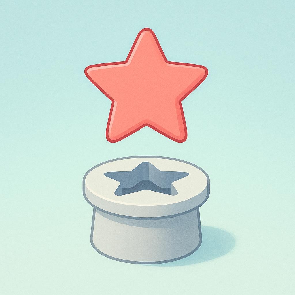 A brightly colored storybook illustration showing a glowing, five-pointed star piece perfectly settling into a matching star-shaped indentation on a small, simple pedestal, symbolizing a complete answer or solution.