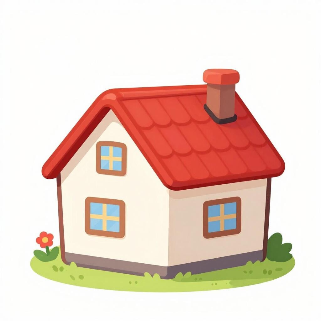 Uma cabana acolhedora e charmosa com telhado vermelho e um pequeno jardim.