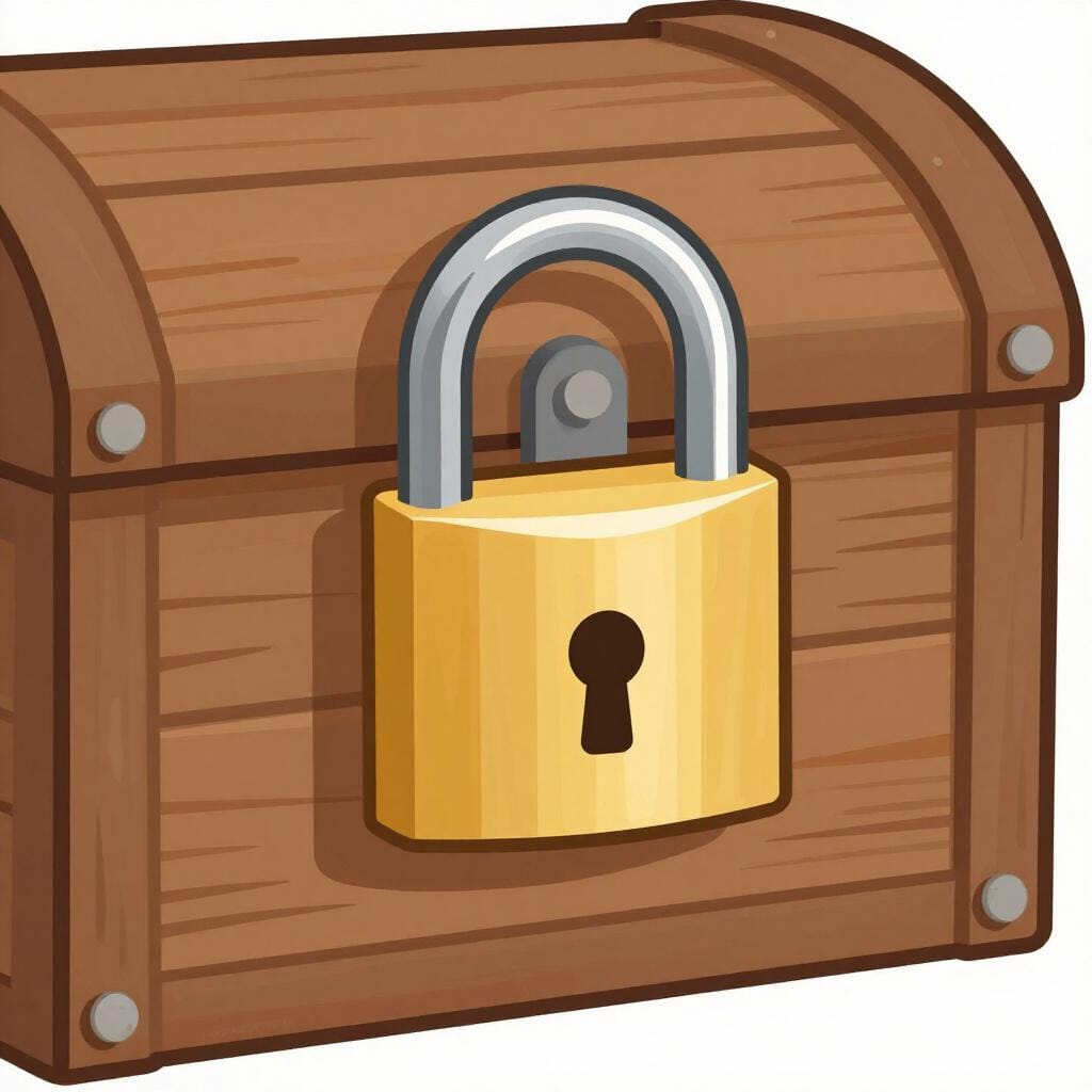 A sturdy golden padlock securing a heavy wooden chest, representing financial guarantee.