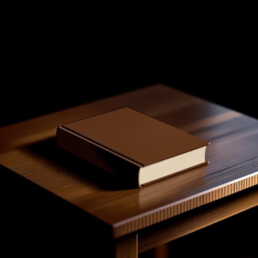 A single, simple brown book sitting on a wooden table, representing the Spanish word 'un' which means 'a' or 'an'.