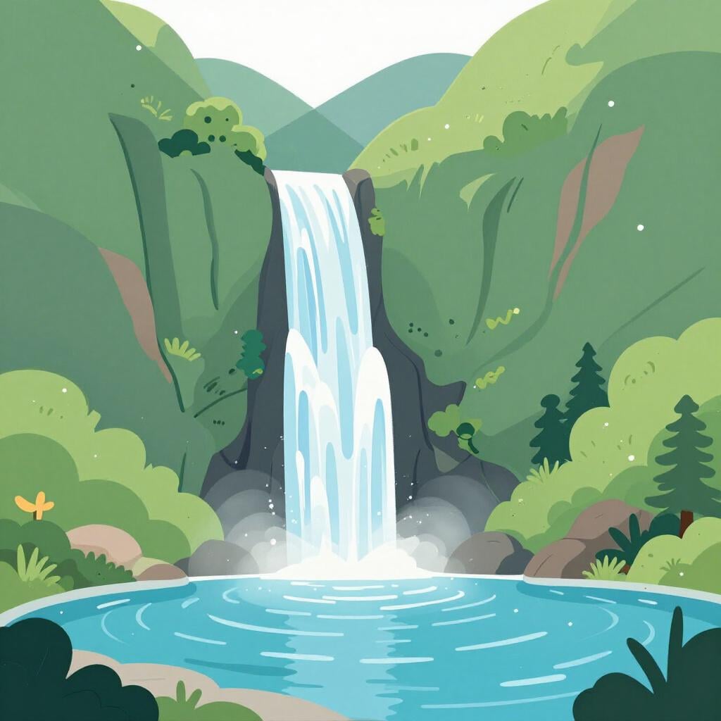 A beautiful waterfall flowing down a rocky cliff into a pool of water.