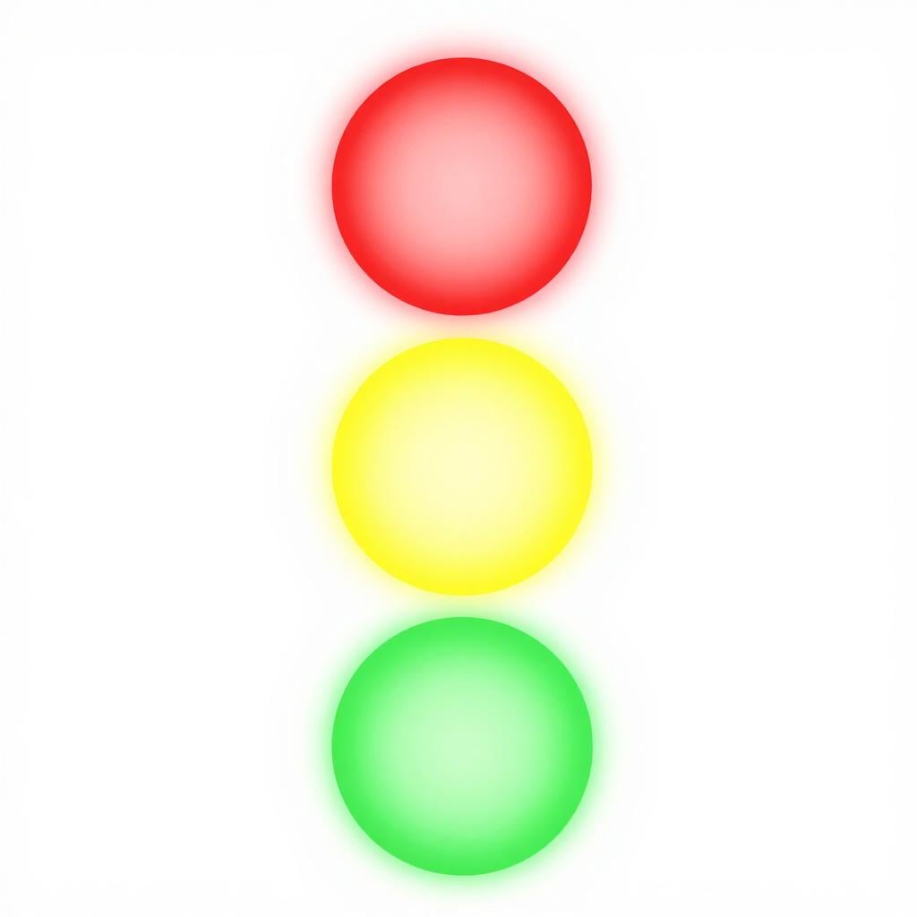 Três círculos coloridos simples dispostos verticalmente: vermelho no topo, amarelo no meio e verde na parte inferior.
