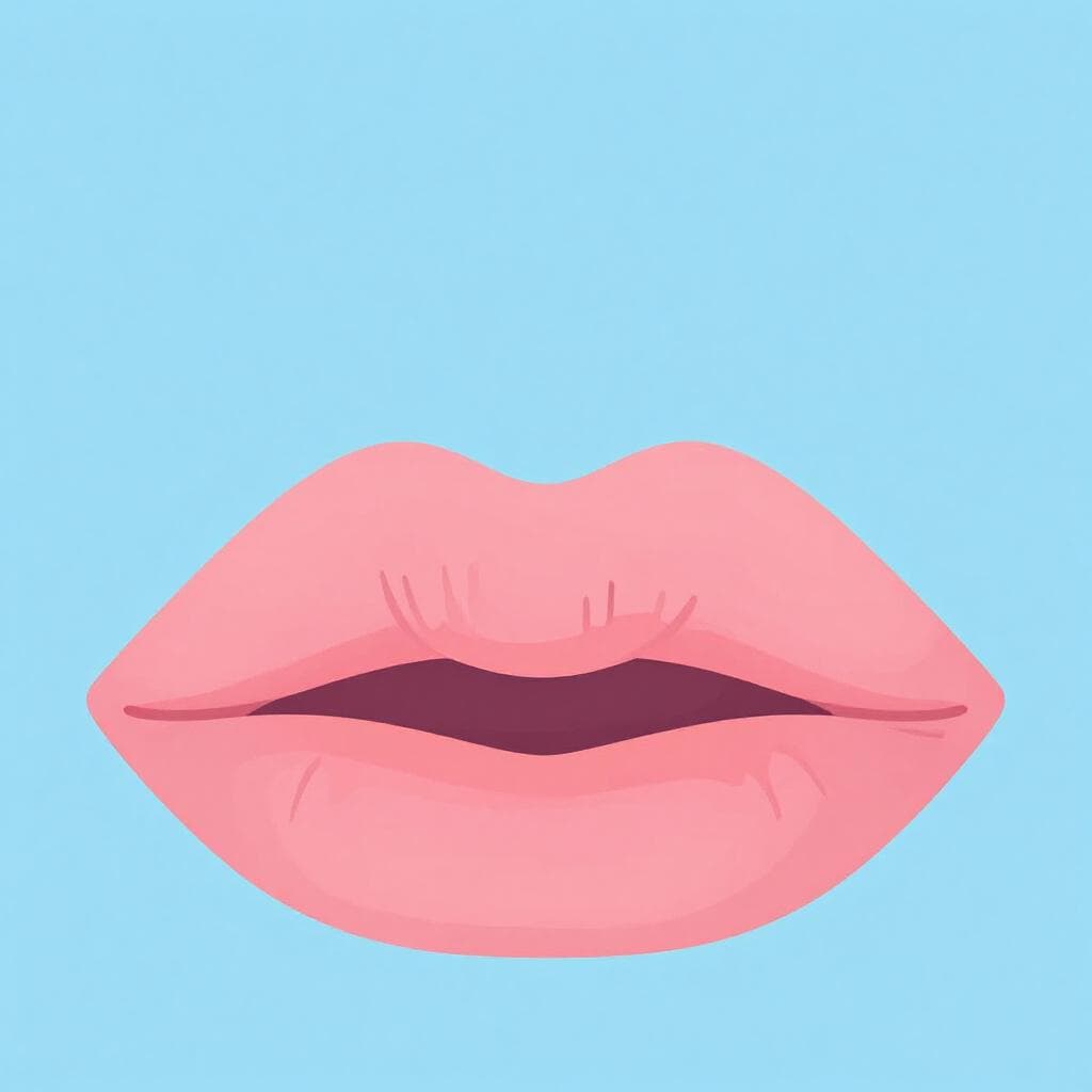 Une illustration en gros plan d'une paire de lèvres humaines souriant légèrement.