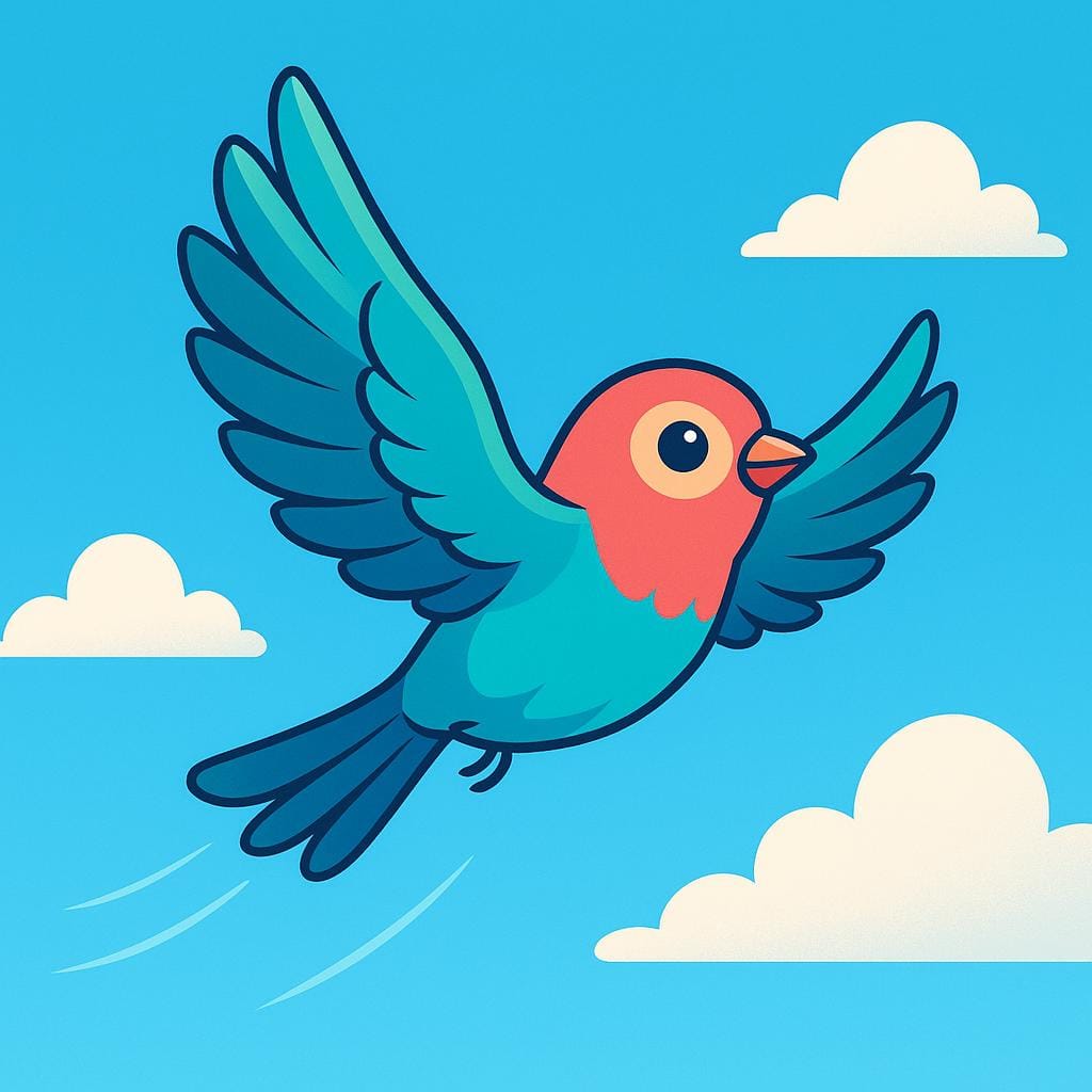 A small, brightly colored bird with large, powerful wings is soaring high and effortlessly in a clear blue sky, illustrating the capacity to act.
