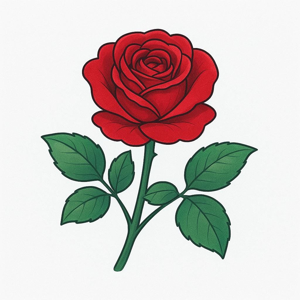 A vibrant, perfectly formed red rose blooming on a green stem, illustrating aesthetic beauty.