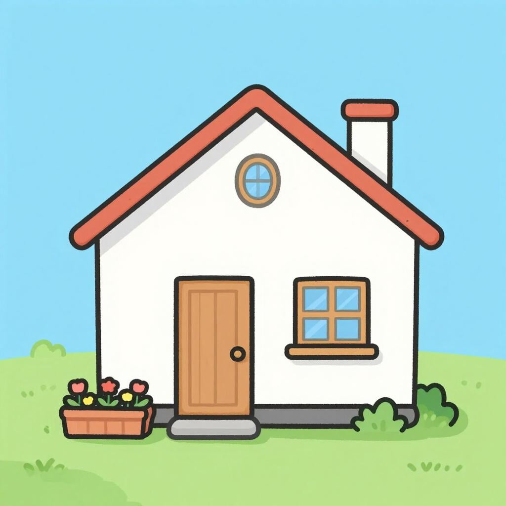 Uma casa pequena, aconchegante e limpa com um pequeno jardim.