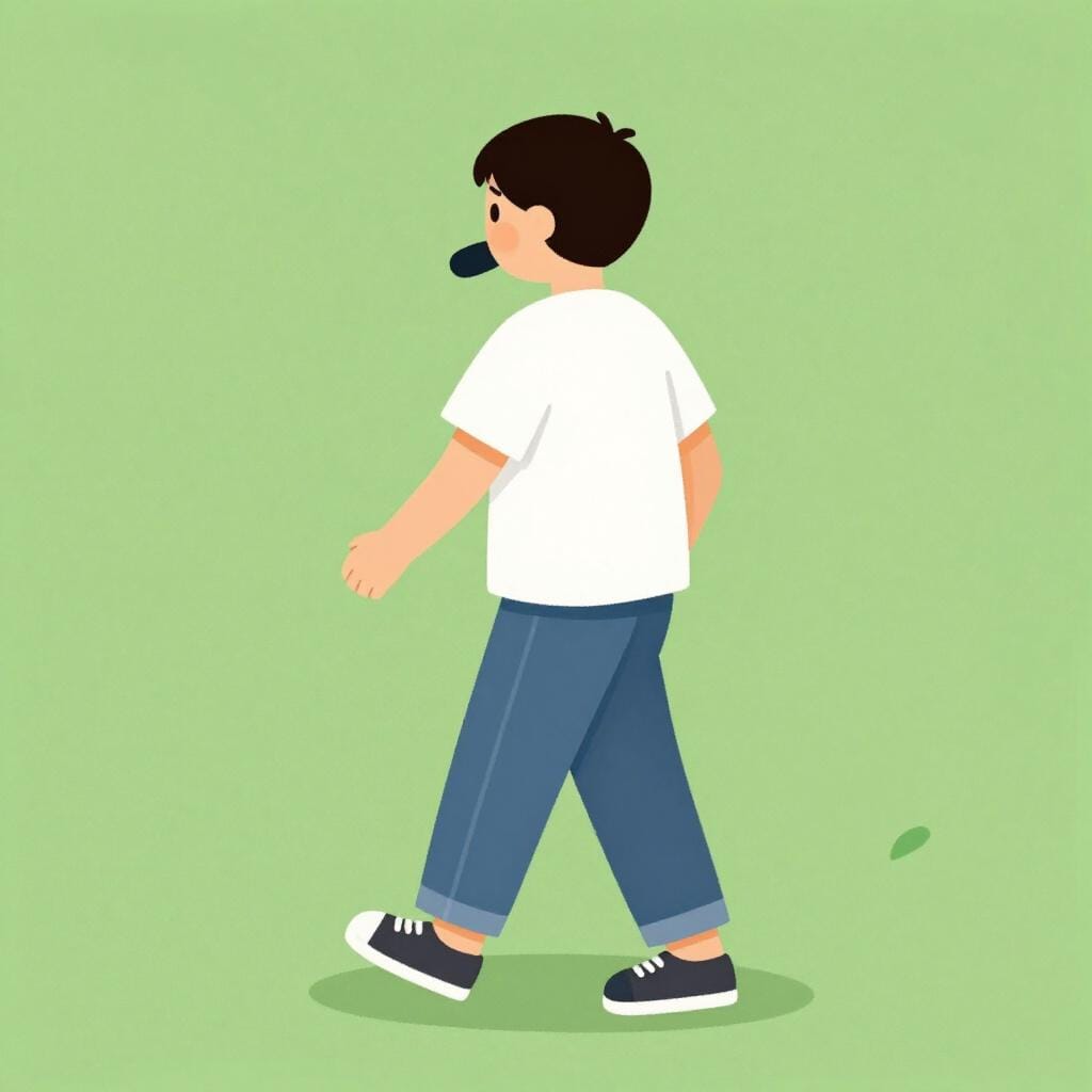 뒤돌아보며 갑자기 멈춰 서서 어깨 너머로 고개를 홱 돌리는 사람을 보여주는 다채로운 삽화. 누군가 불렀고 주의를 끌었음을 나타냅니다.