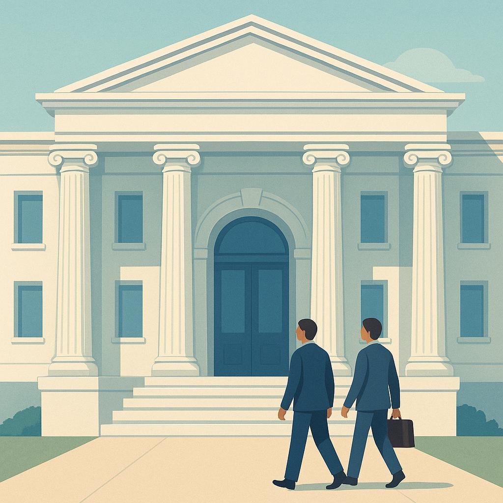 An elegant, classical building facade featuring large columns, symbolizing a professional firm or business practice.