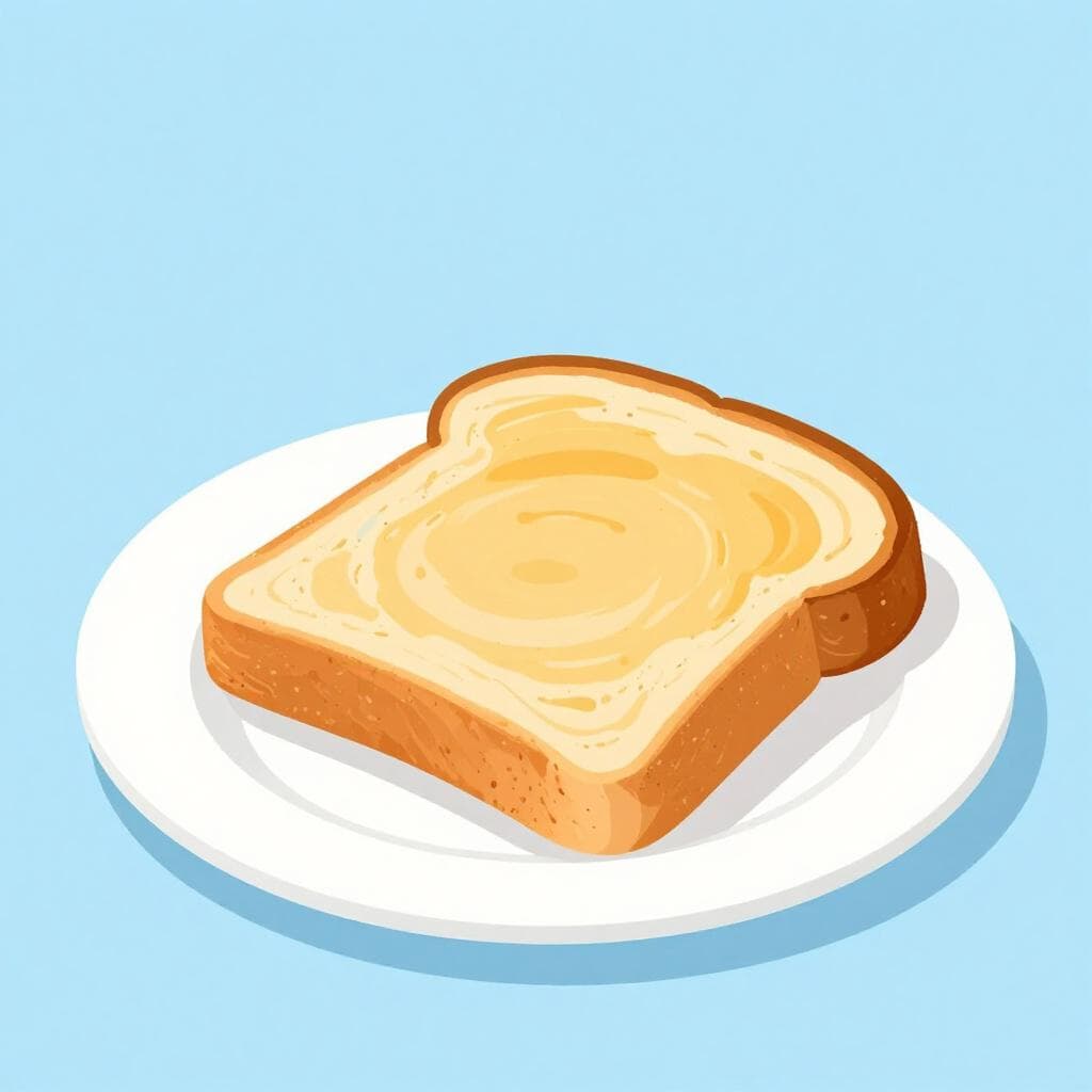 A single slice of golden-brown toasted bread on a simple white plate.