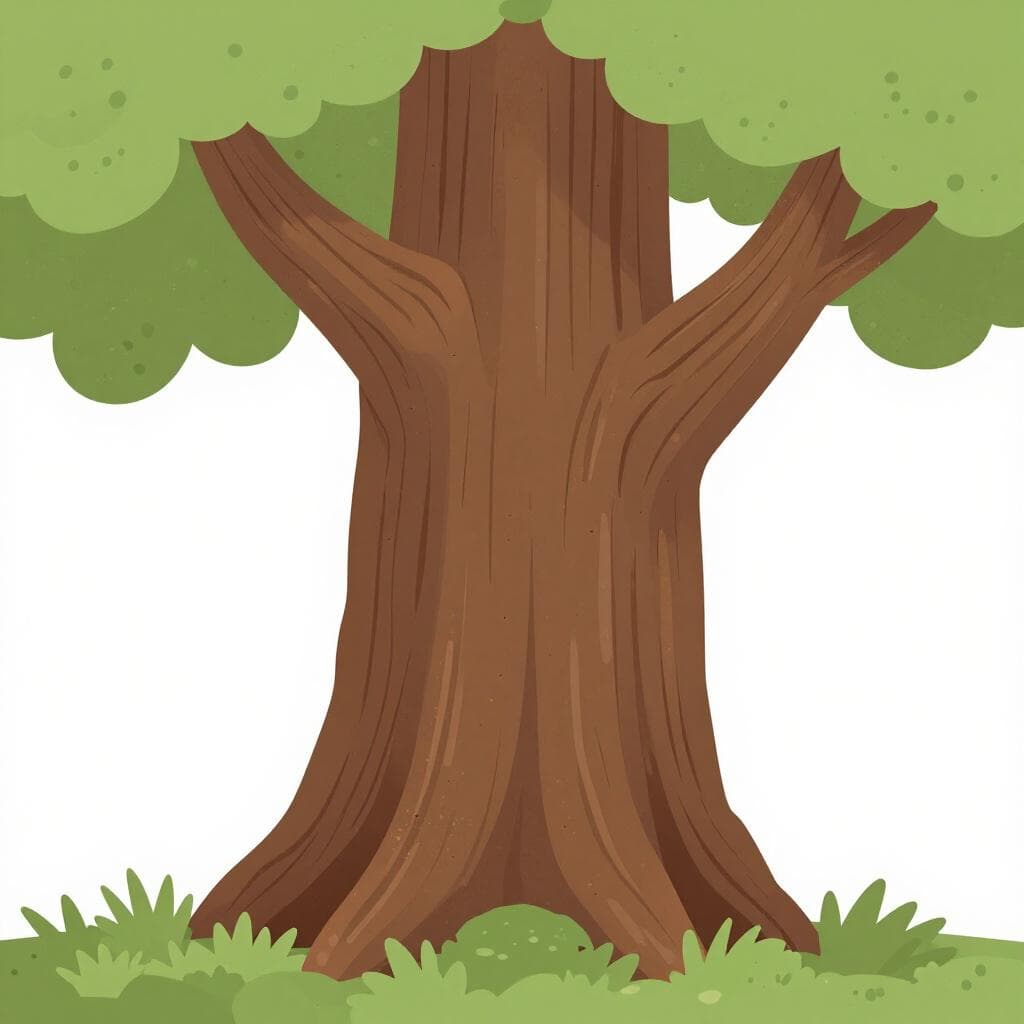 A close-up view of a tree trunk showing the rough, textured surface of the bark.