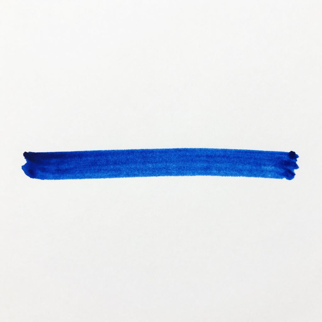 A single straight blue line drawn across a clean white surface.