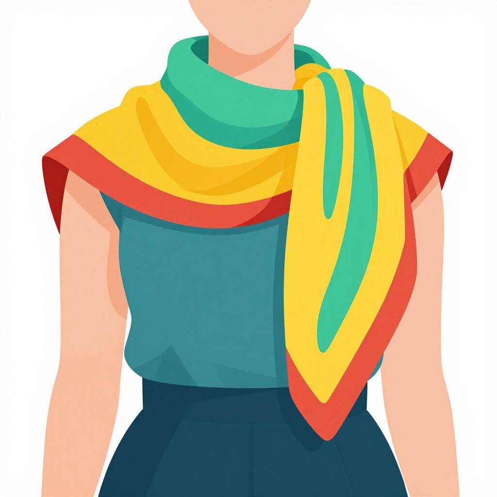 Une personne portant un foulard en soie brillant et élégant autour de son cou avec un sourire.