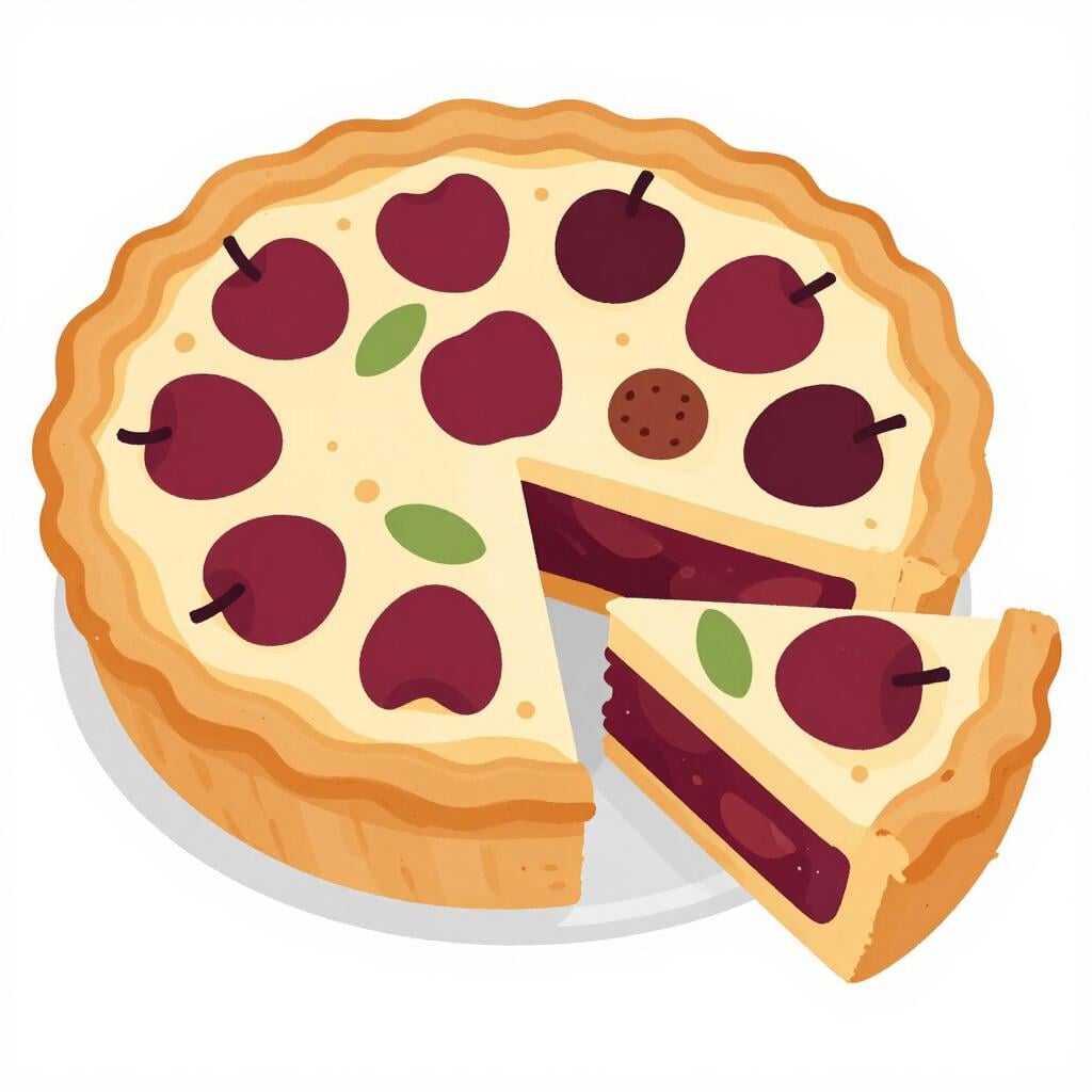 A round pie with one single slice separated from the rest.