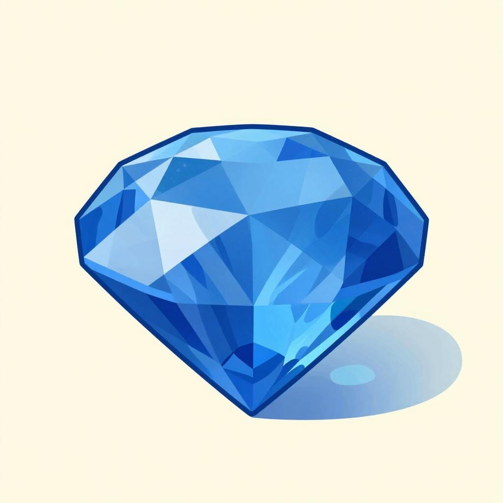 A large, sparkling blue gemstone showing many flat, polished surfaces.