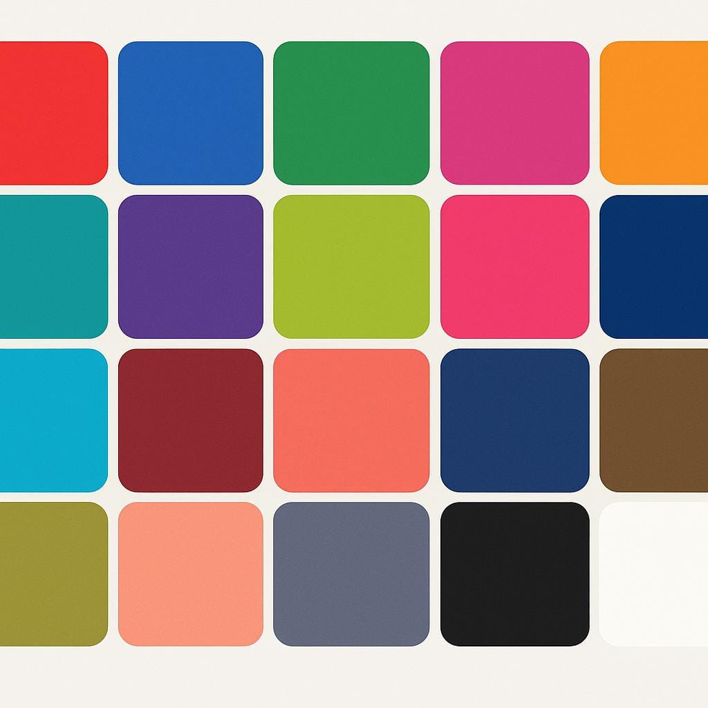 An illustration showing a grid structure of colored squares arranged neatly in rows and columns, representing a data table.