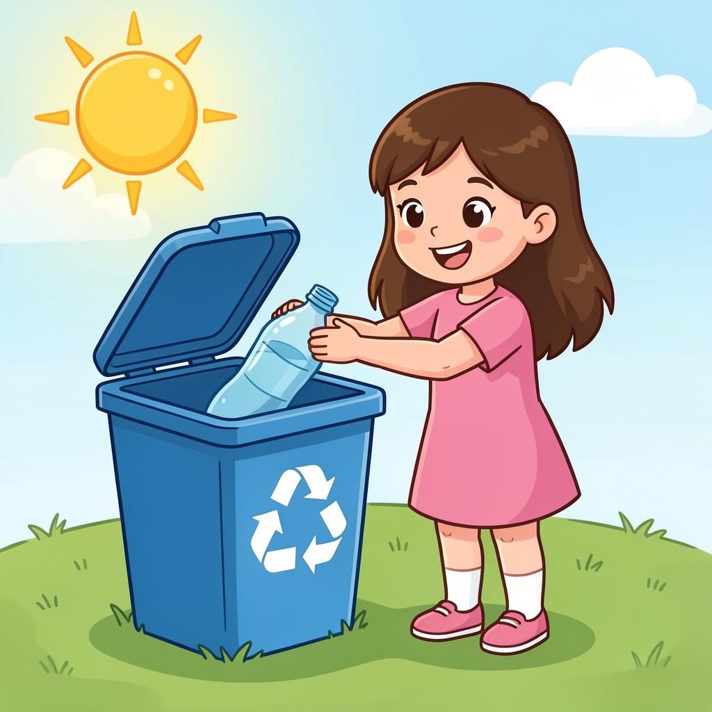 A person choosing to put a piece of litter into a recycling bin instead of on the ground.