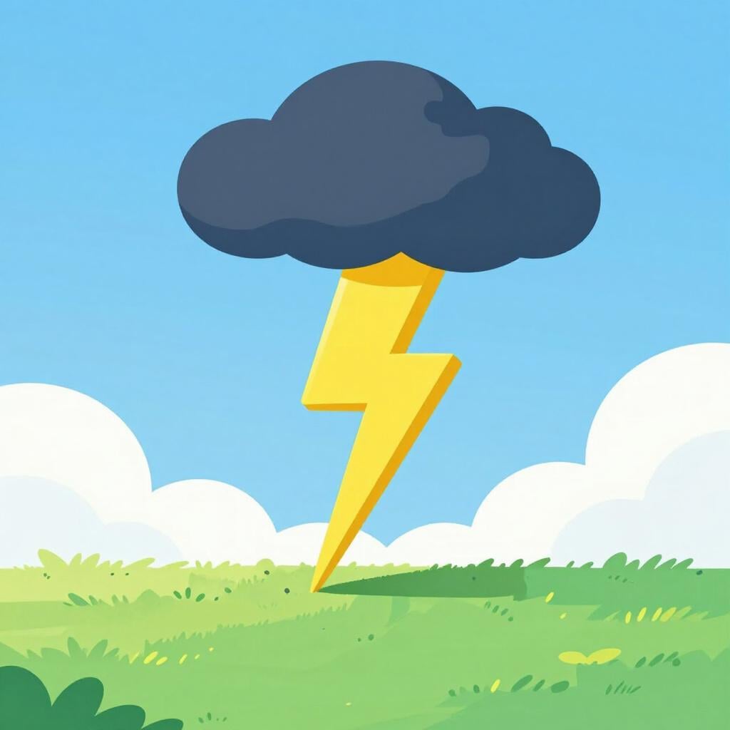 A sudden bolt of lightning striking a clear blue sky.