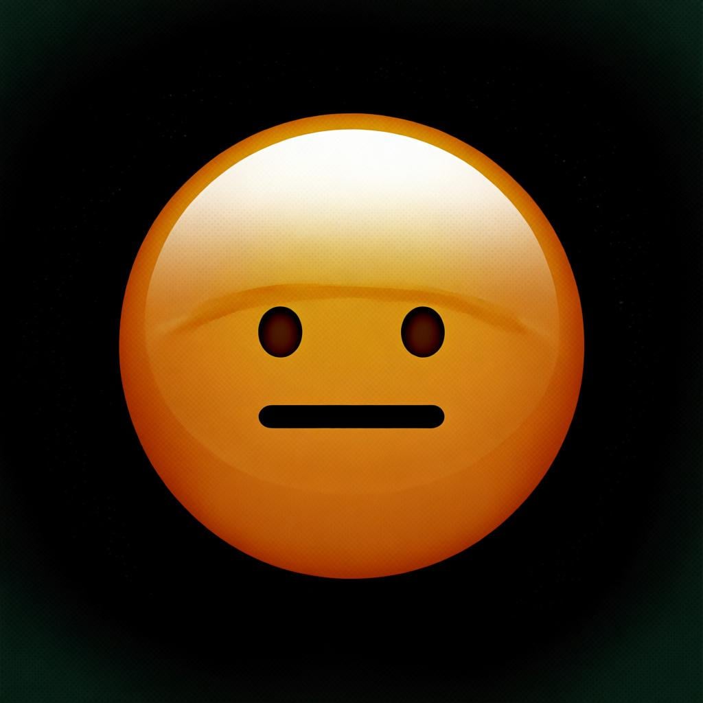 A neutral face with a flat, straight mouth, indicating a 'so-so' or middling feeling, for the expression 'así así'.