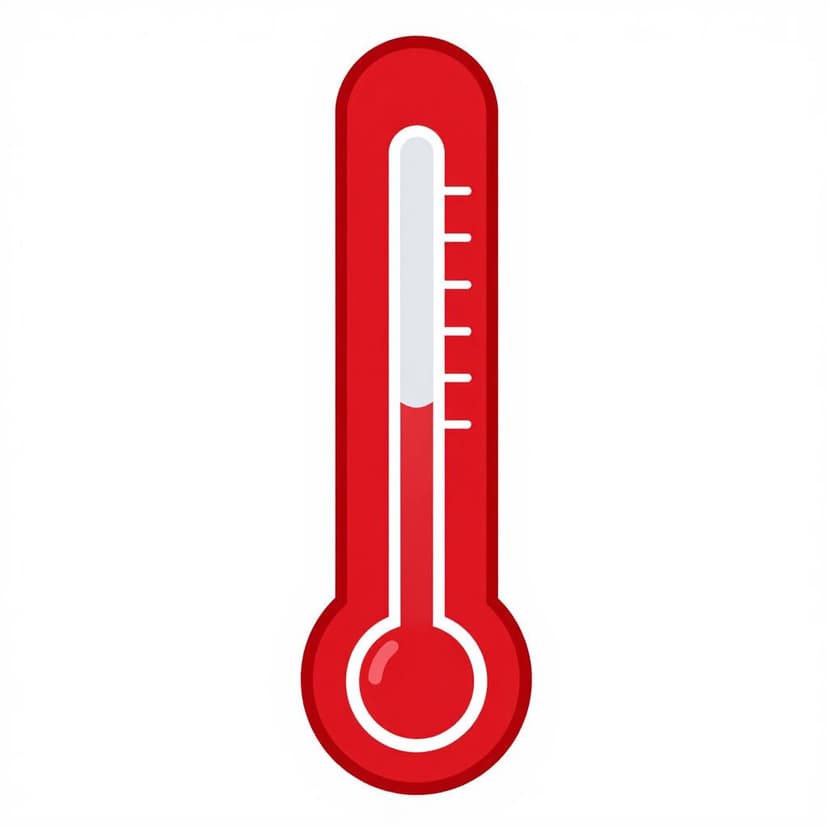 A colorful thermometer where the liquid has risen above the top line.